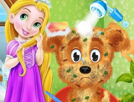 Игра Рапунцель ухаживает за щенком