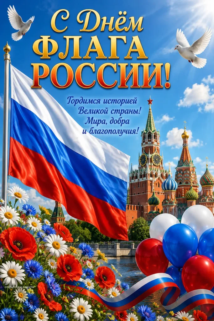 Открытка «С праздником российского флага»