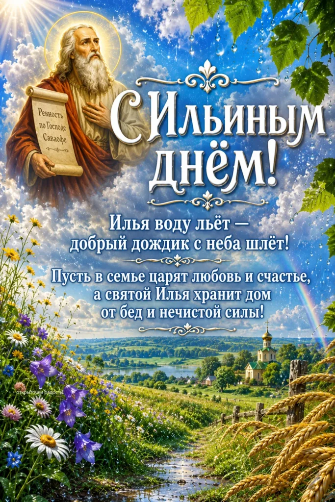Открытка «Добрые пожелания в день Ильи»