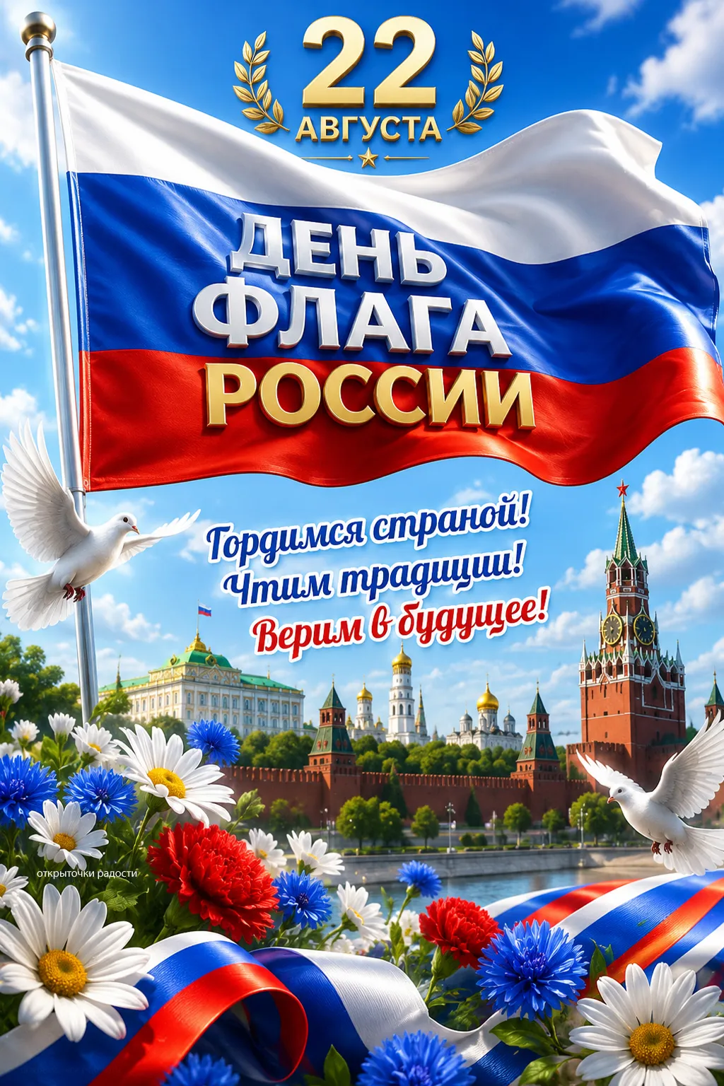 Открытка «22 августа — День флага России»