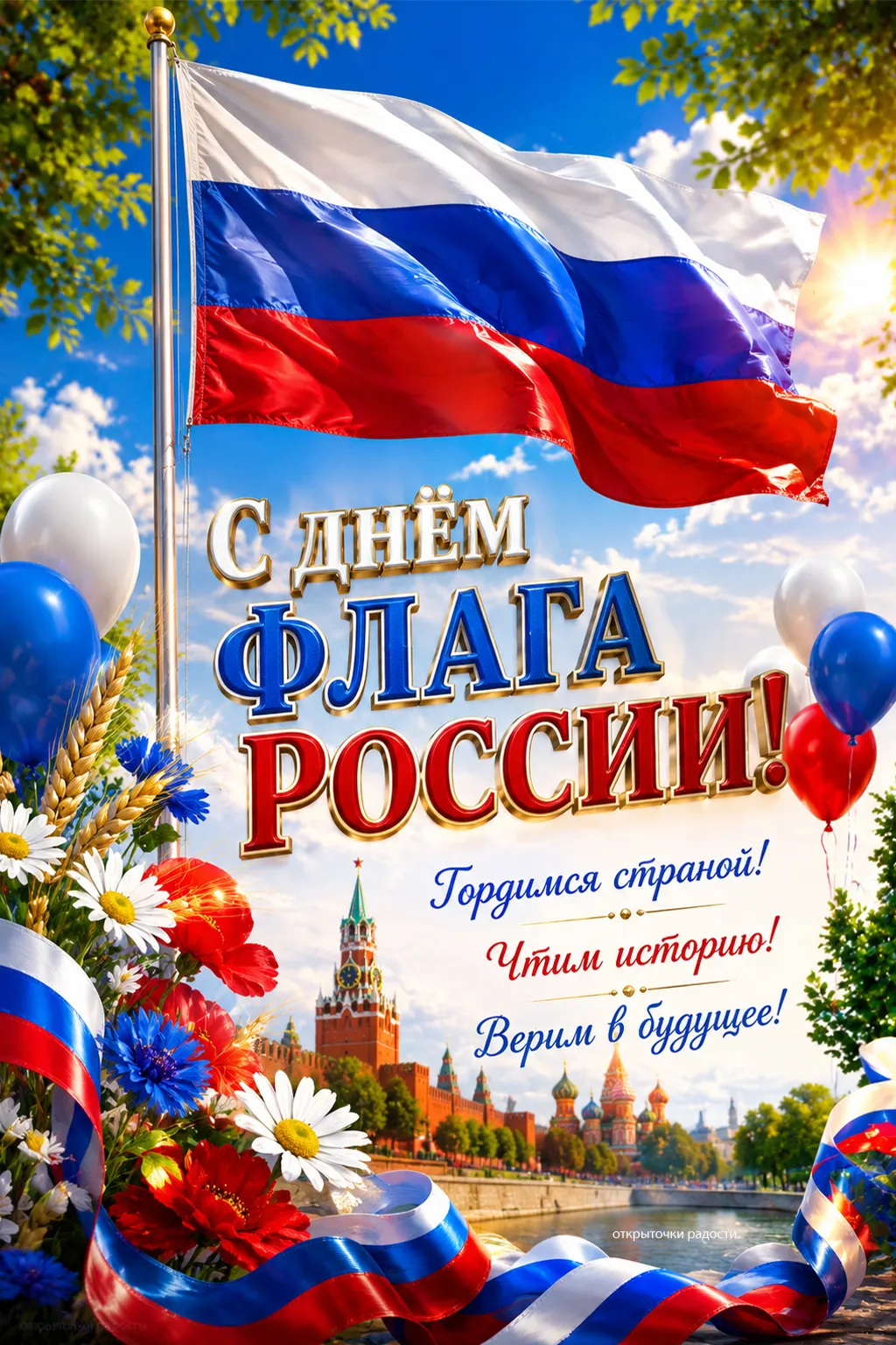Открытка «С Днём флага России»