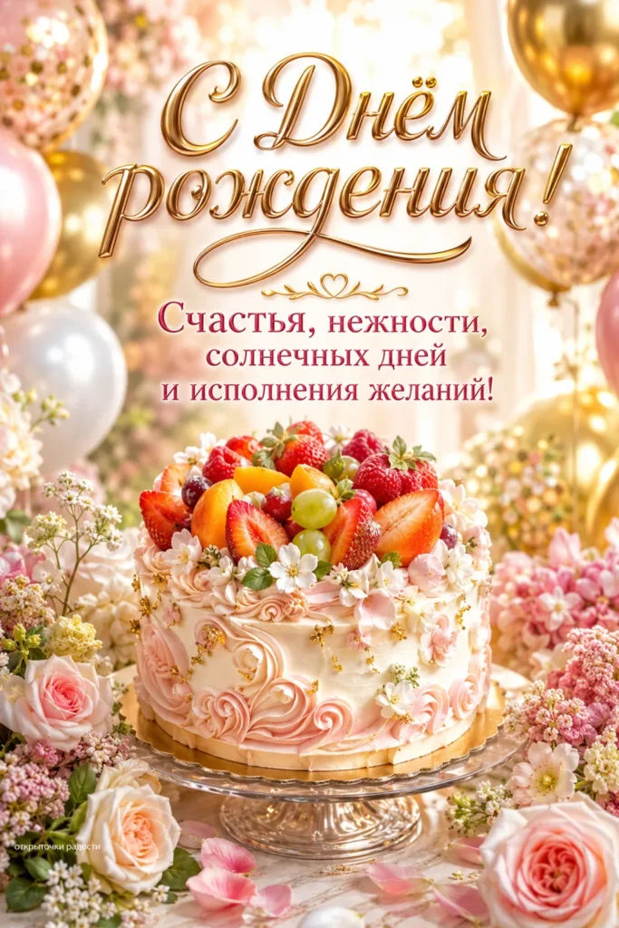 Открытка «С днём рождения от души»
