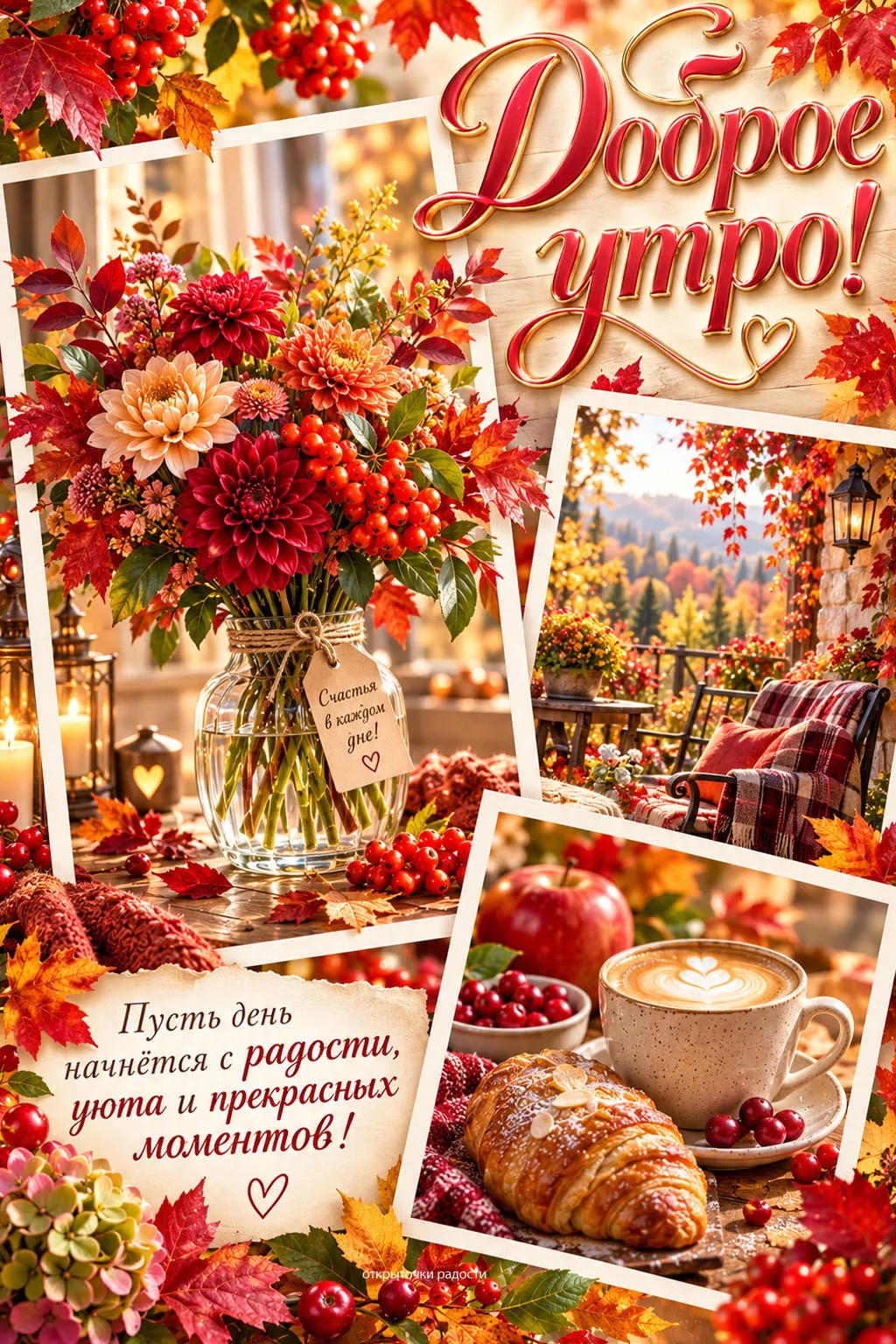 Открытка «Яркого осеннего утра»