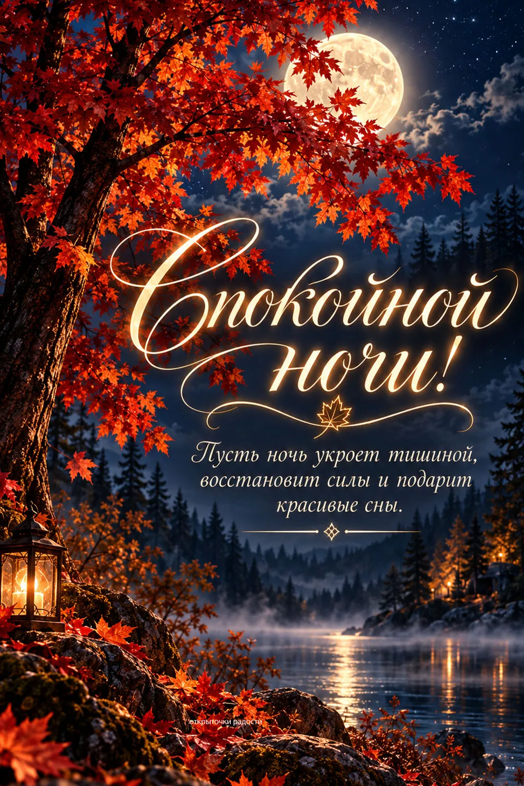 Открытка «Доброй осенней ночи»