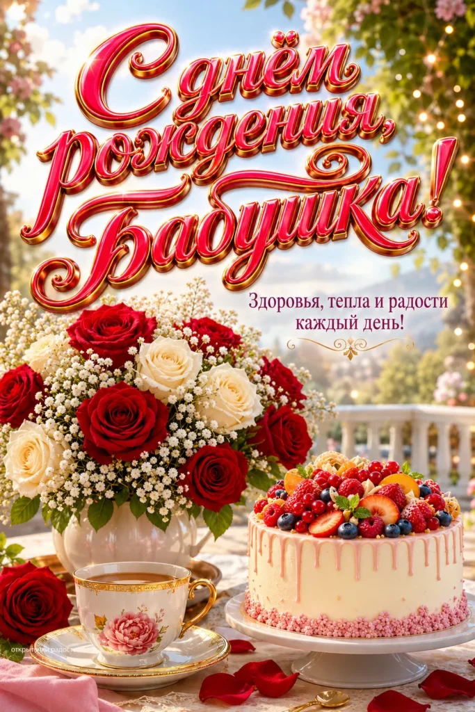 Открытка «С днём рождения, бабушка»