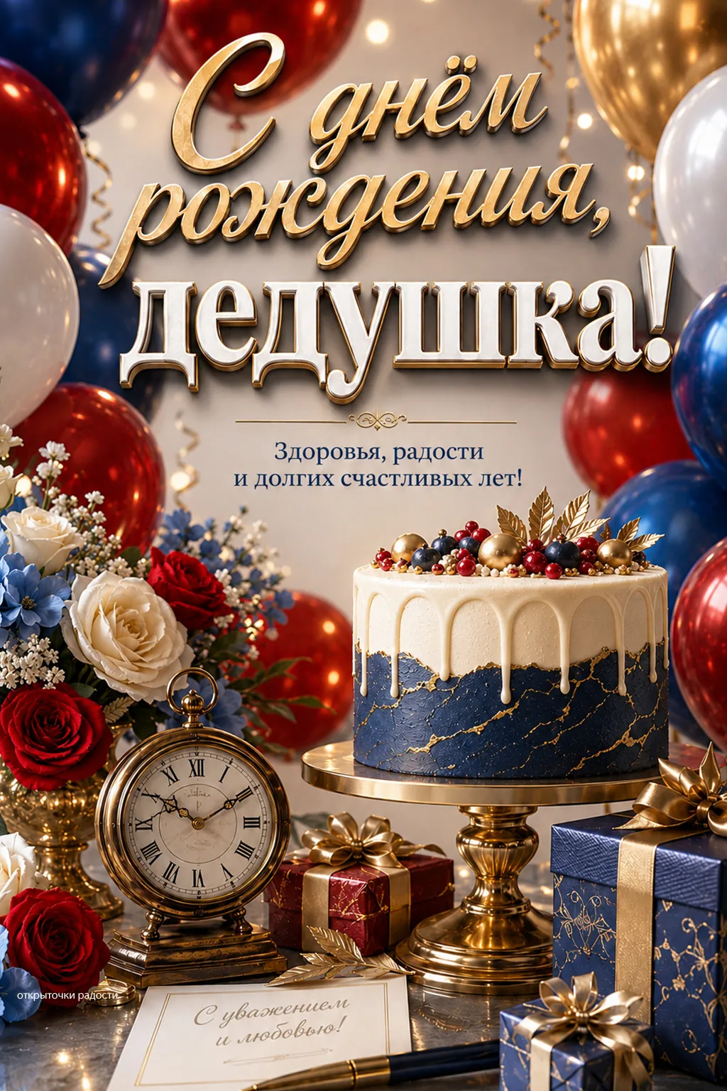 Открытка «С днём рождения, дедушка»