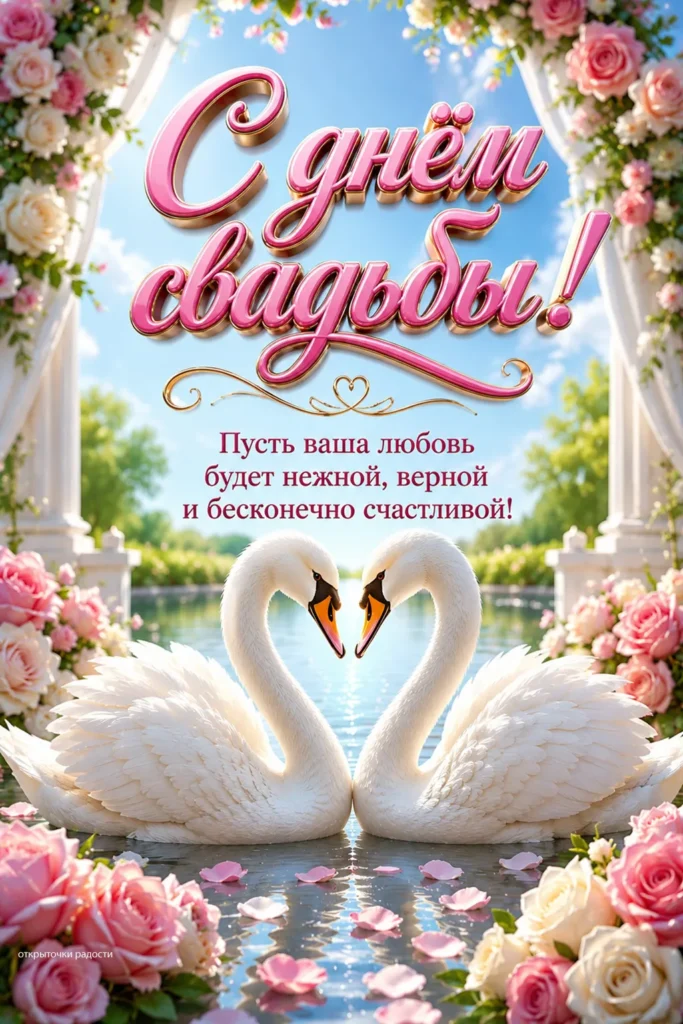 Открытка «Счастья молодожёнам»