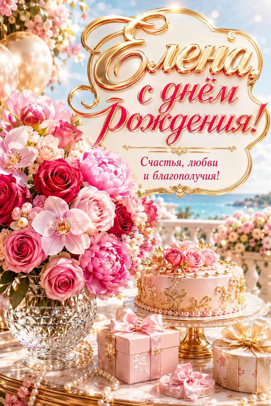 Открытка «Елена, с Днём рождения»