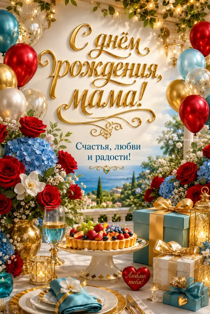 Открытка «Любимой маме в день рождения»