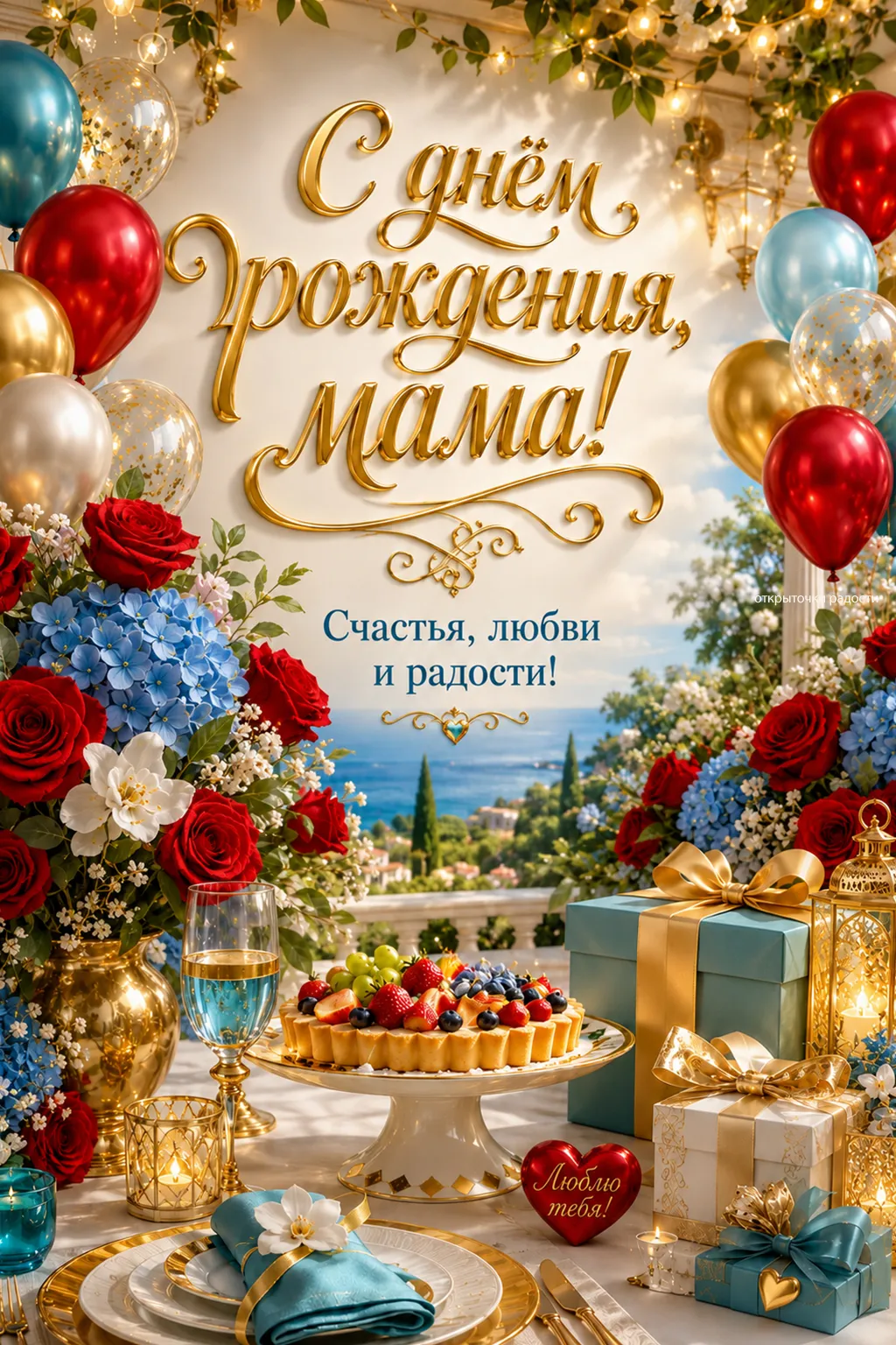Открытка «Любимой маме в день рождения»