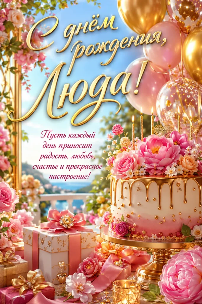Открытка «С днём рождения, Люда»