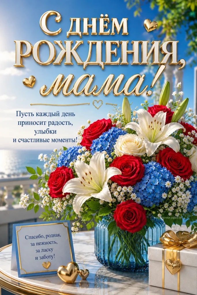 Открытка «С днём рождения, мама»