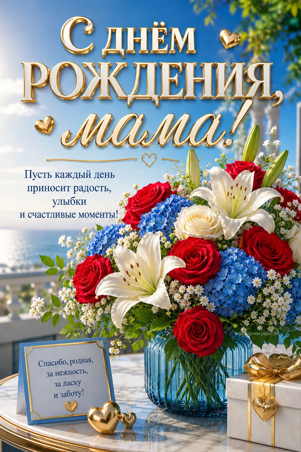 Открытка «С днём рождения, мама»