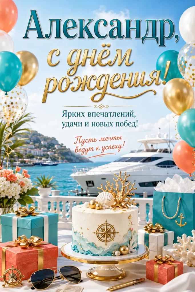 Открытка «Александр, с Днём рождения»