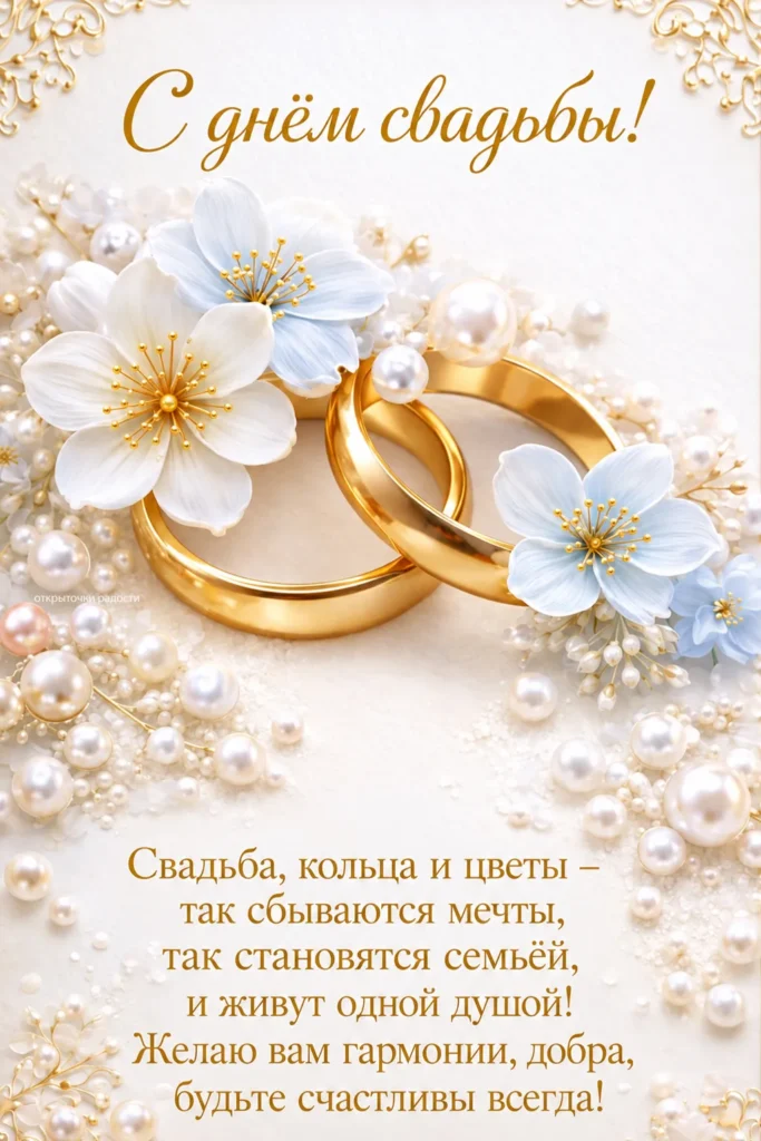 Открытка «Поздравление с днём свадьбы»
