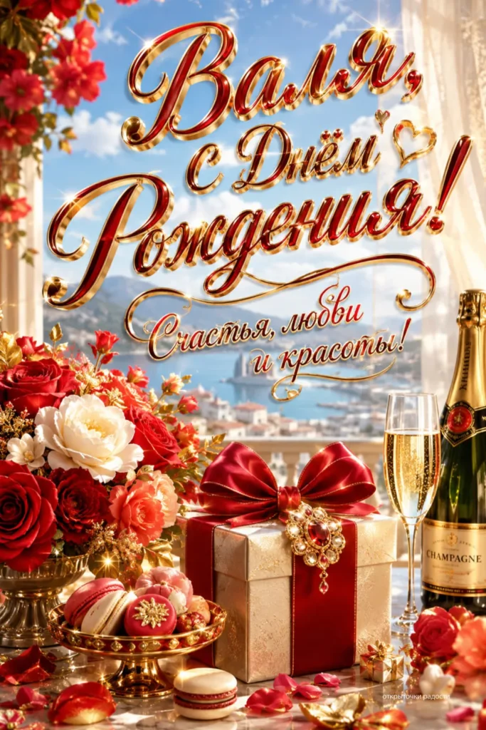 Открытка «С Днём рождения, Валя»