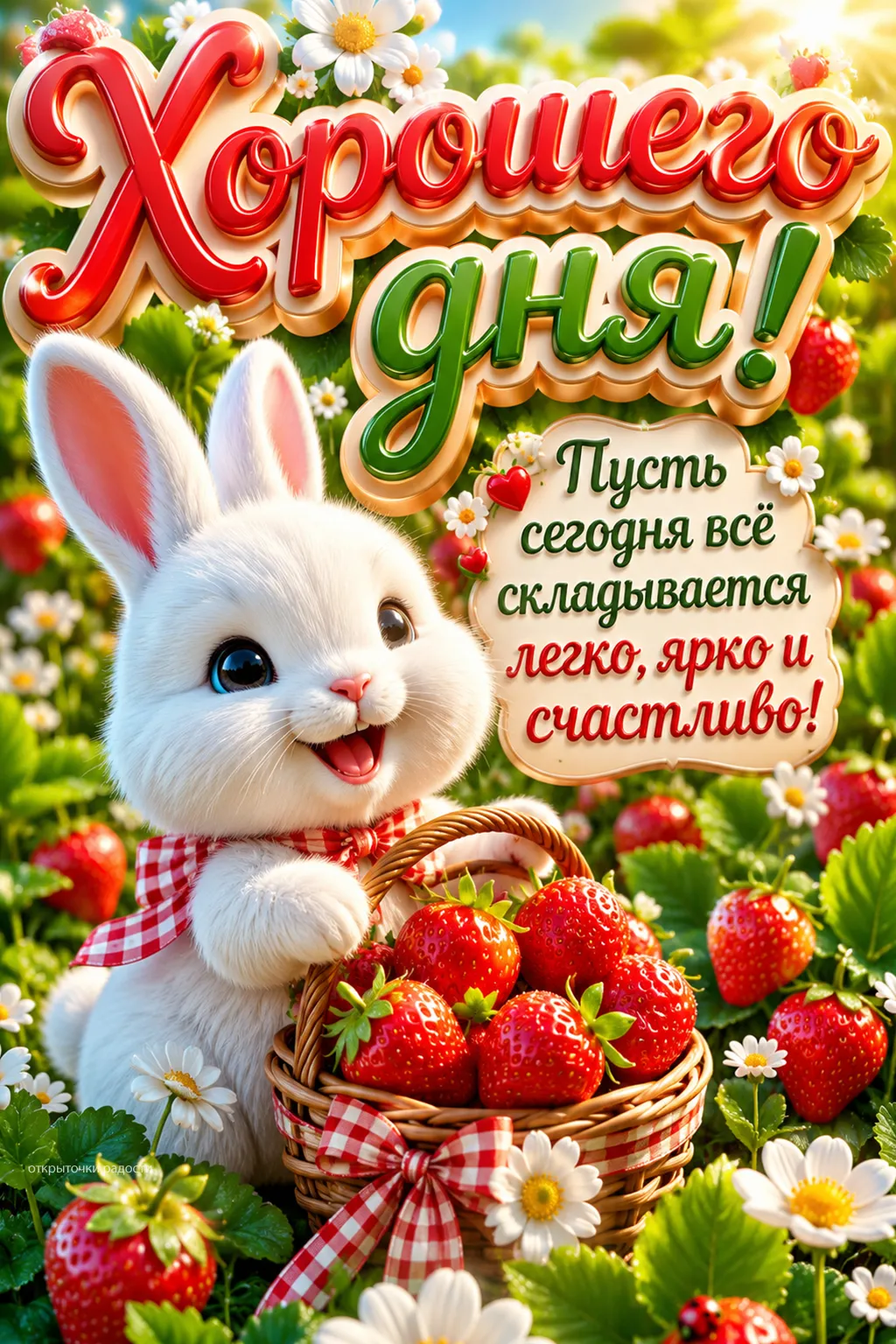 Открытка «Хорошего дня с зайчиком»