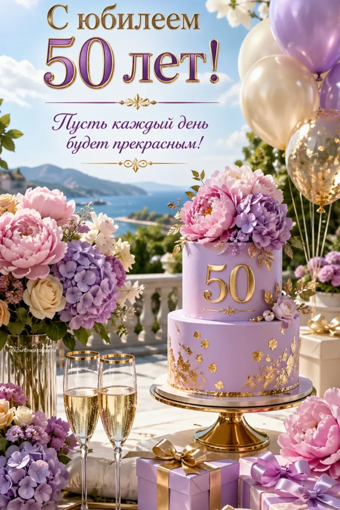 Открытка «Женщине на юбилей 50 лет»