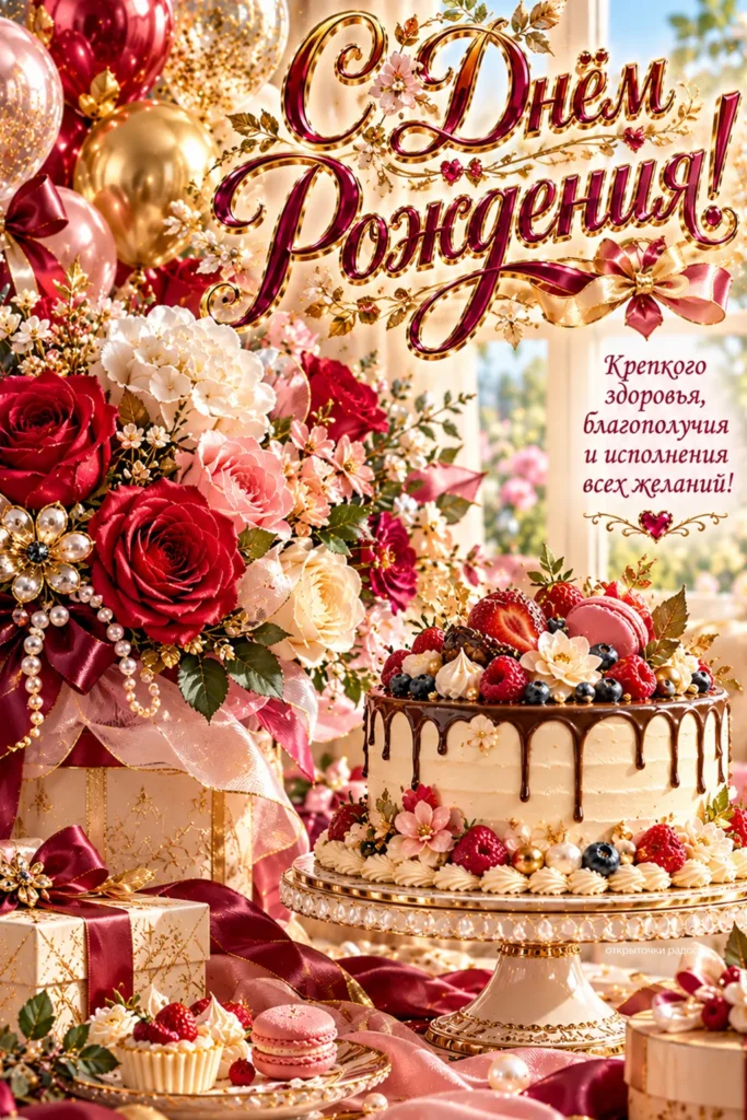 Открытка «Праздничная роскошь в бордовом цвете»