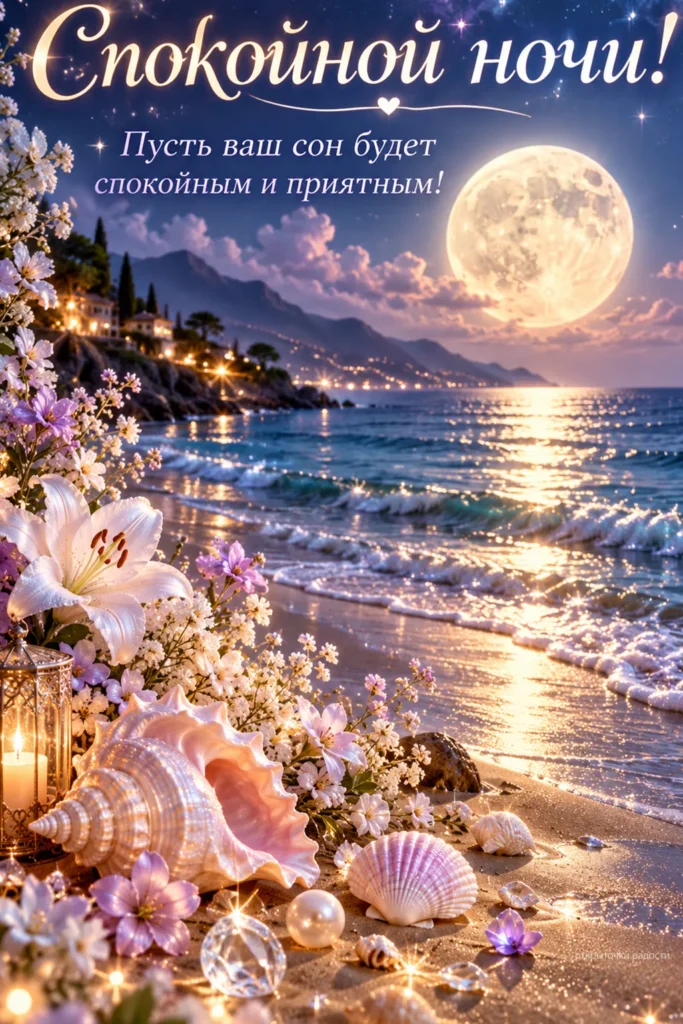 Открытка «Спокойной ночи у моря»