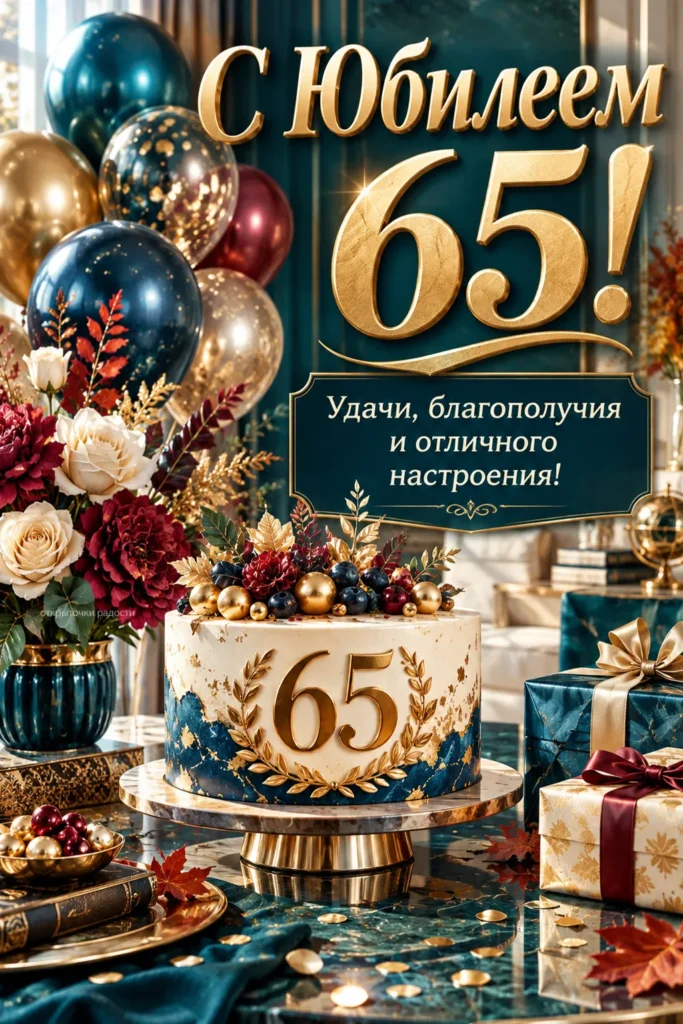 Открытка «С юбилеем 65 лет мужчине»