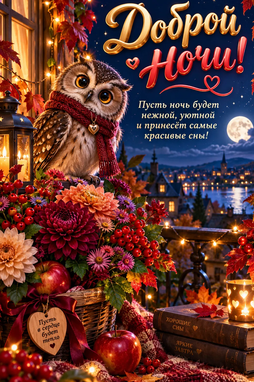 Открытка «Тёплой осенней ночи»