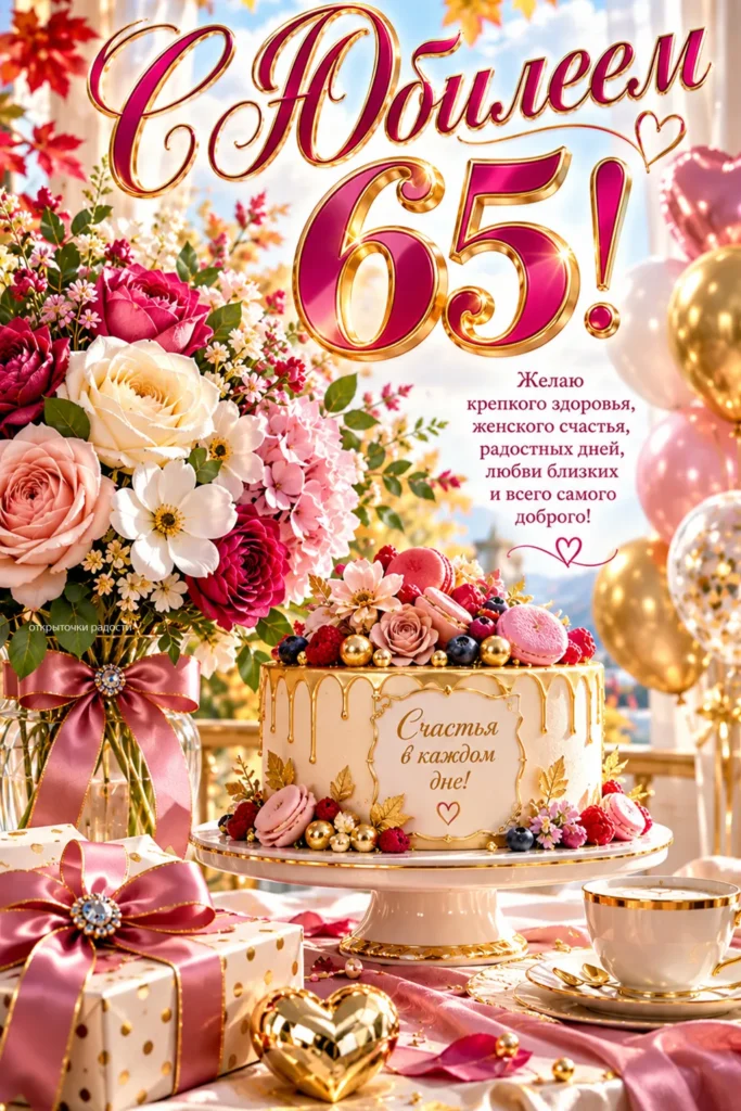 Открытка «С юбилеем 65 лет»