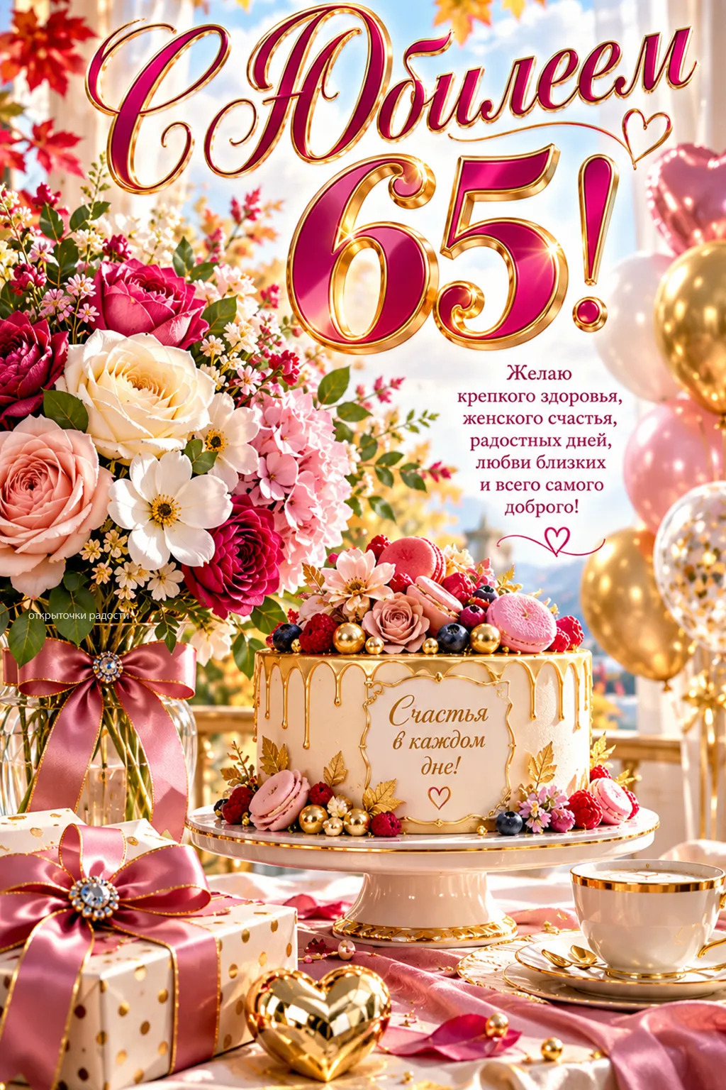 Открытка «С юбилеем 65 лет»