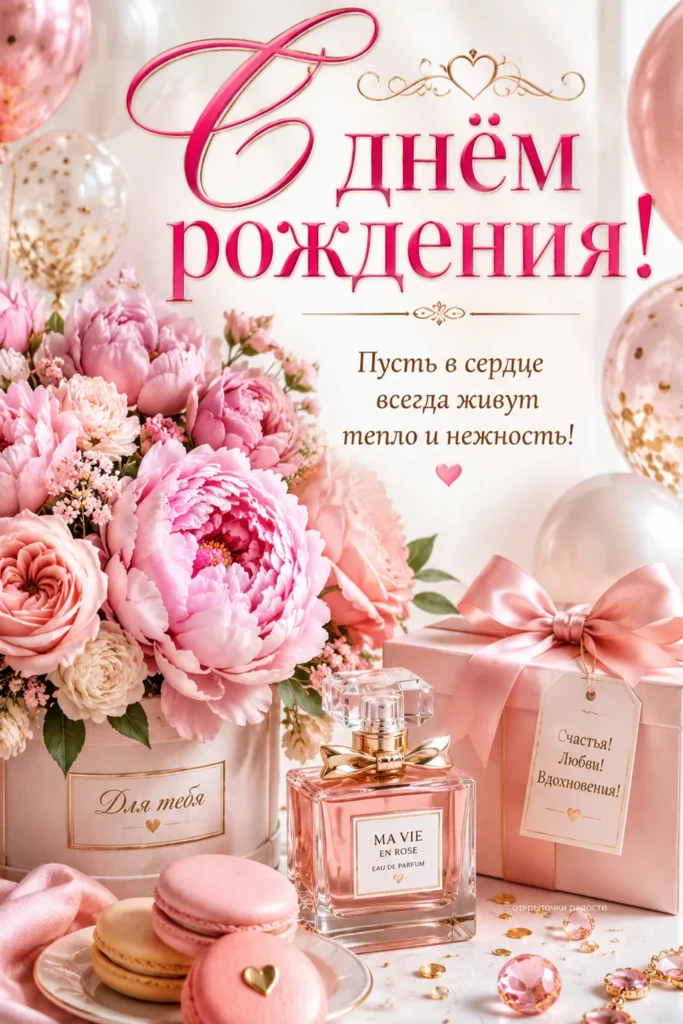 Открытка «С днём рождения красавица»
