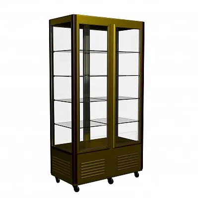 Шкаф холодильный D4 VM 800-1 (R800C Carboma) (0109-0102 (коричн-золот) 2 дв,стекл полк)