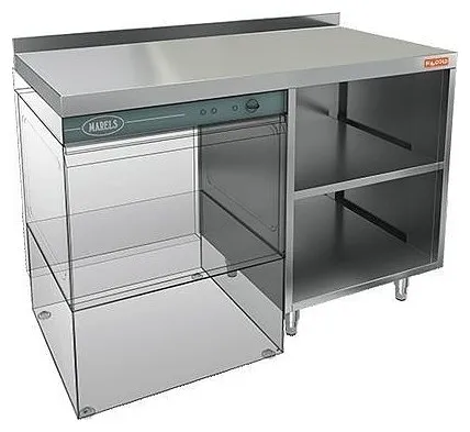 НБМСЗОКП-12/5БЛ модуль барный - стол закрыт. с трех сторон с бортом, с полкой под посудомоечную машину, слева, HICOLD RUS