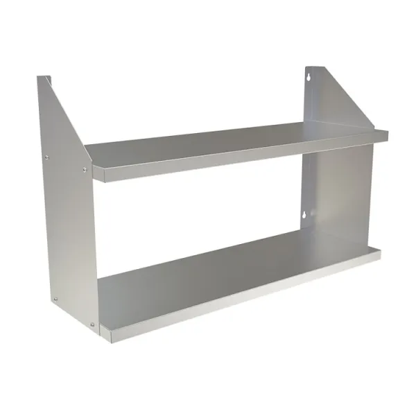 Полка настенная двух-уровневая (нерж. сталь aisi 430) ПК2-60/30 (600х300х550)