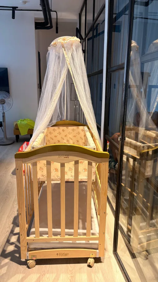 Baby crib with mattress and canopy