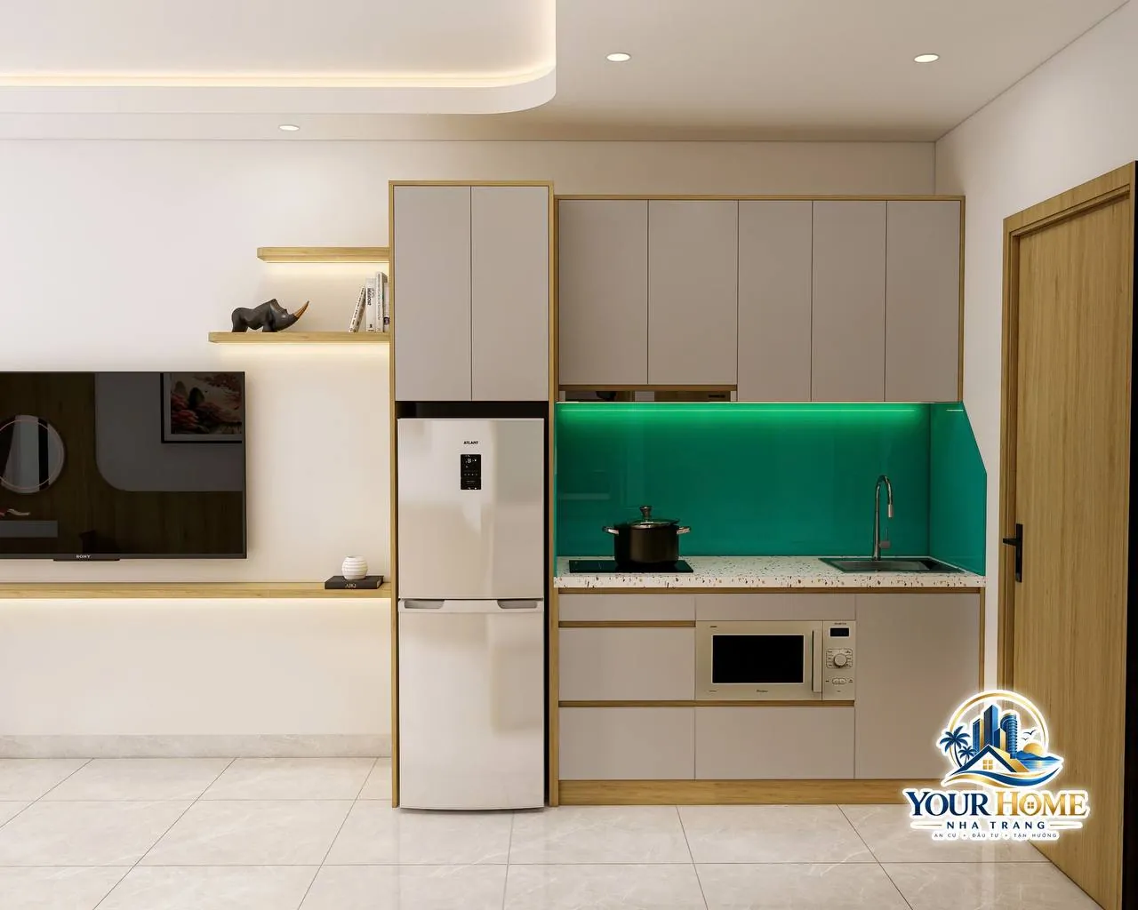 Новая студия 35 м² с балконом, Хон Сень