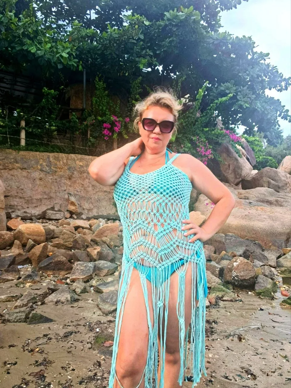 Handmade macramé beach set, size 42–48