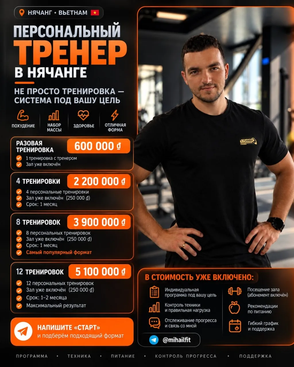 Персональные тренировки с фитнес-тренером