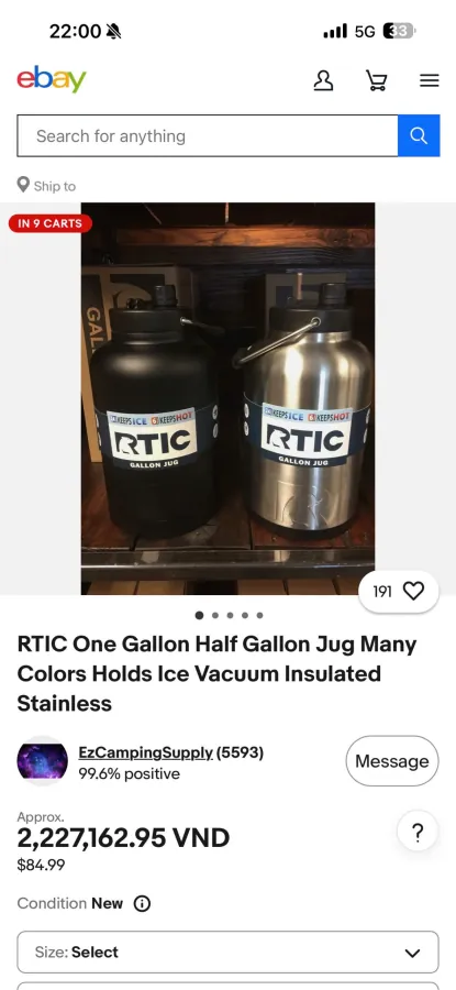 Bình giữ nhiệt RTIC Half Gallon, 1,9 lít