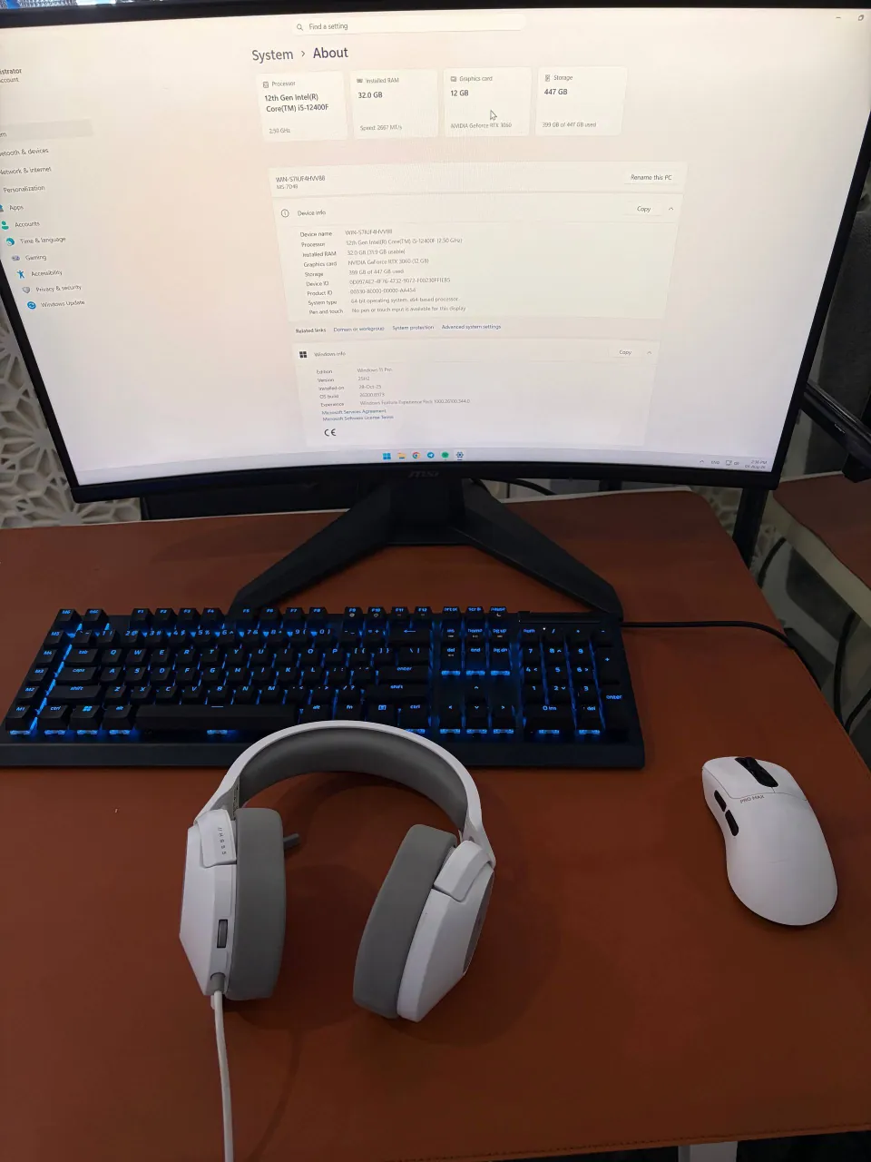 Gaming PC with monitor and peripherals